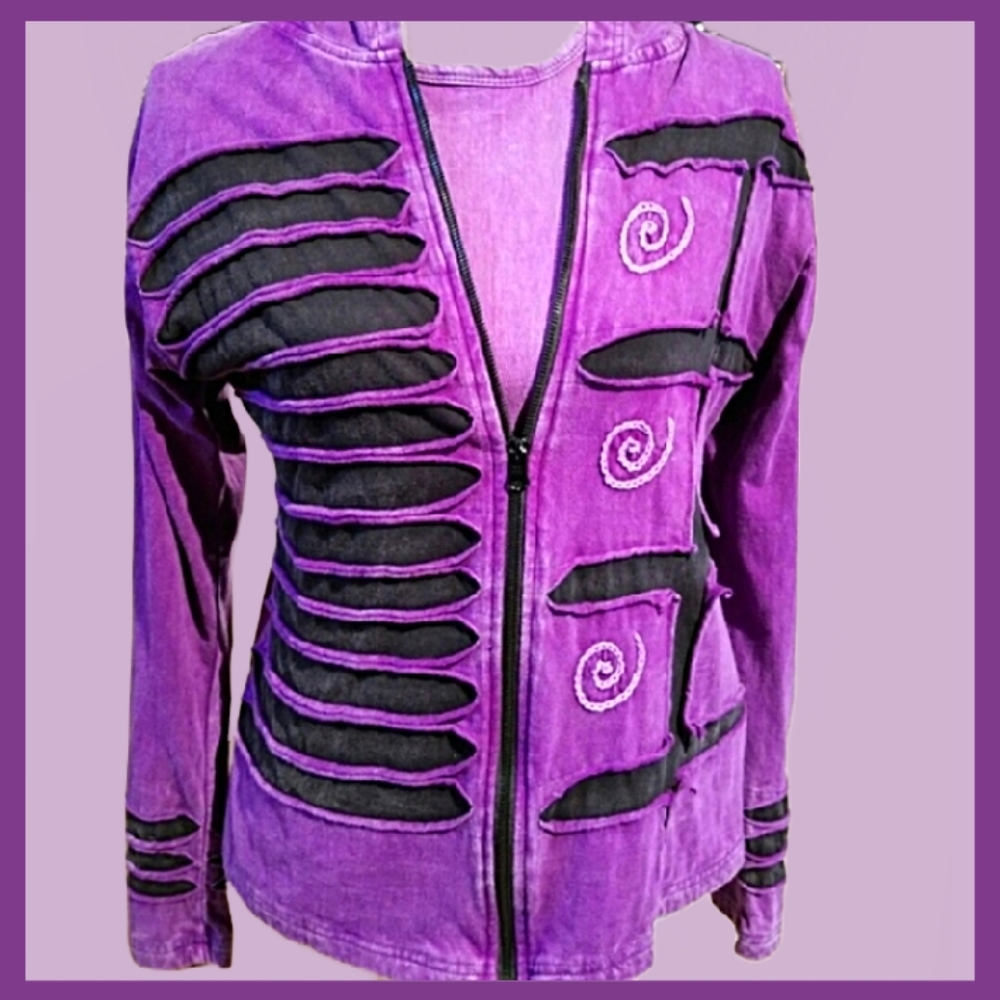 Shopping Therapy Purple Hoody Black Stripes & Colorful Short Sleeve Cotton Set - Picture 12 of 12